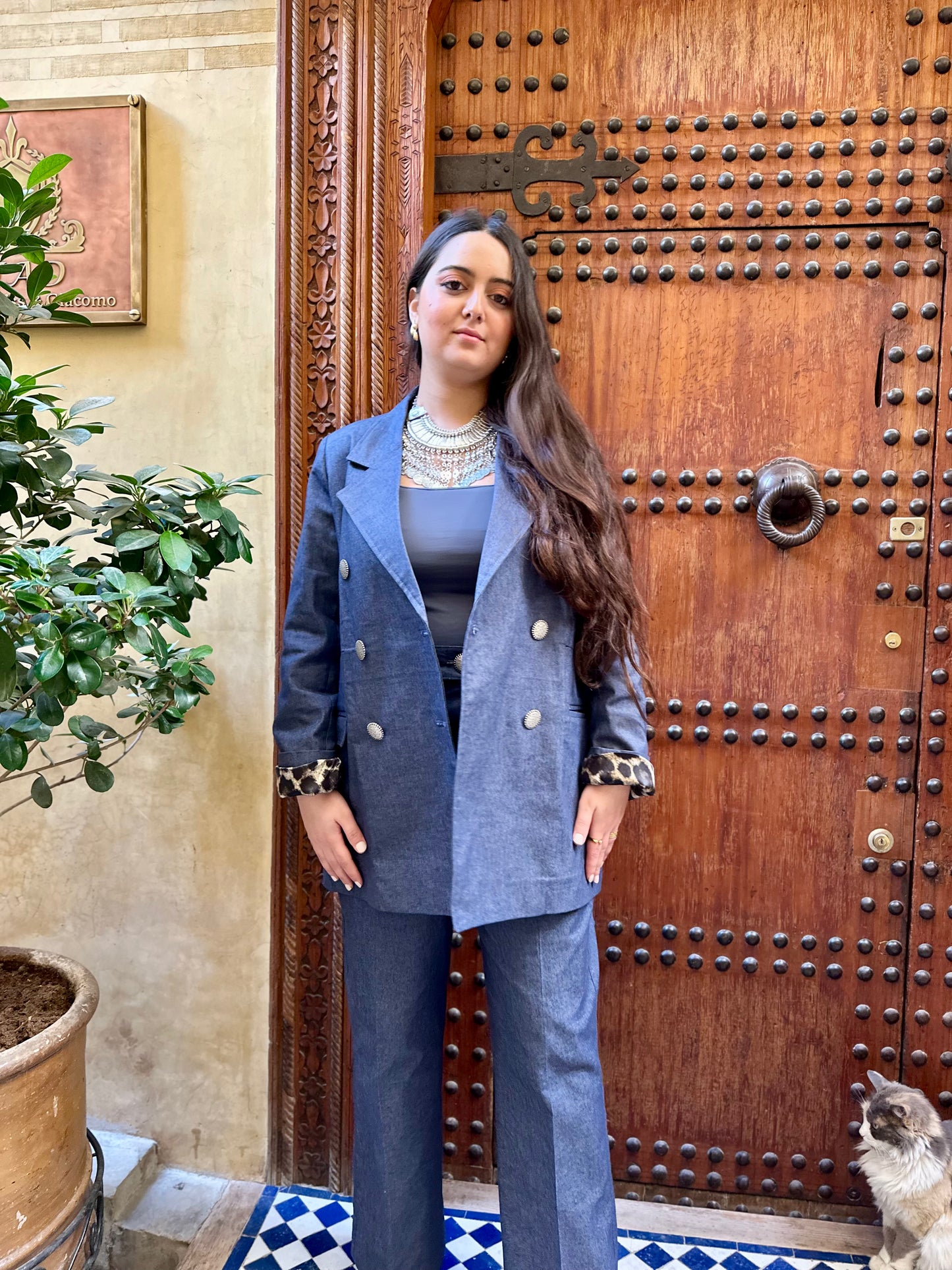 Tailleur NADIR en Denim Léopard