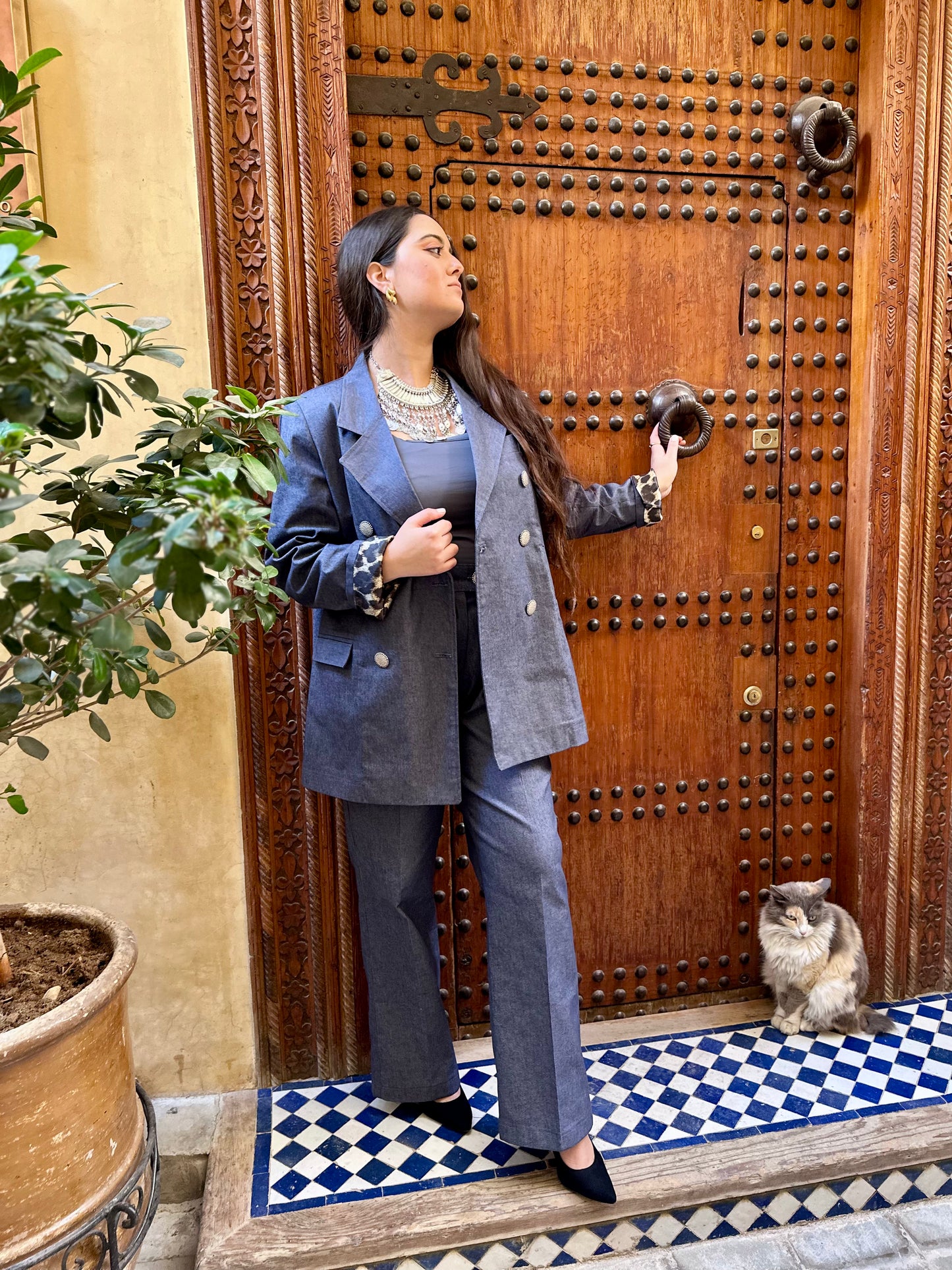 Tailleur NADIR en Denim Léopard